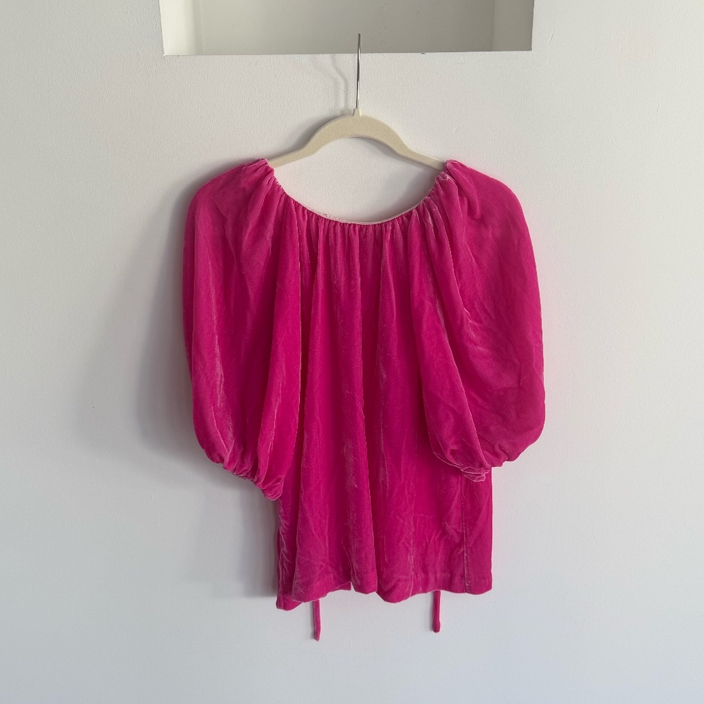 RHODE Bateau Neckline Three Quarter Sleeve Top in Pink